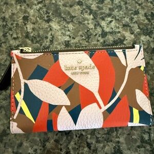 Kate Spade Multicolor Leaf Pattern Clutch